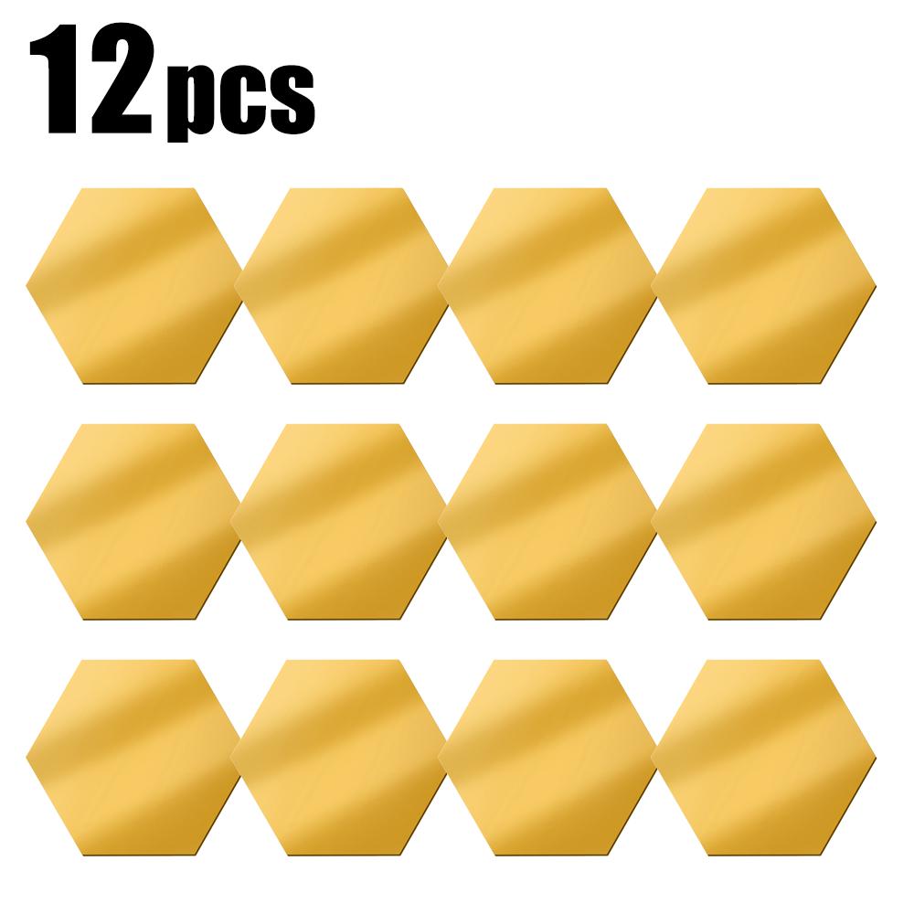 6/12pcs 3D Mirror Wall Stickers Hexagon Shape Acrylic Removable Wall Sticker Decal DIY Home Decoration Art Mirror Ornaments