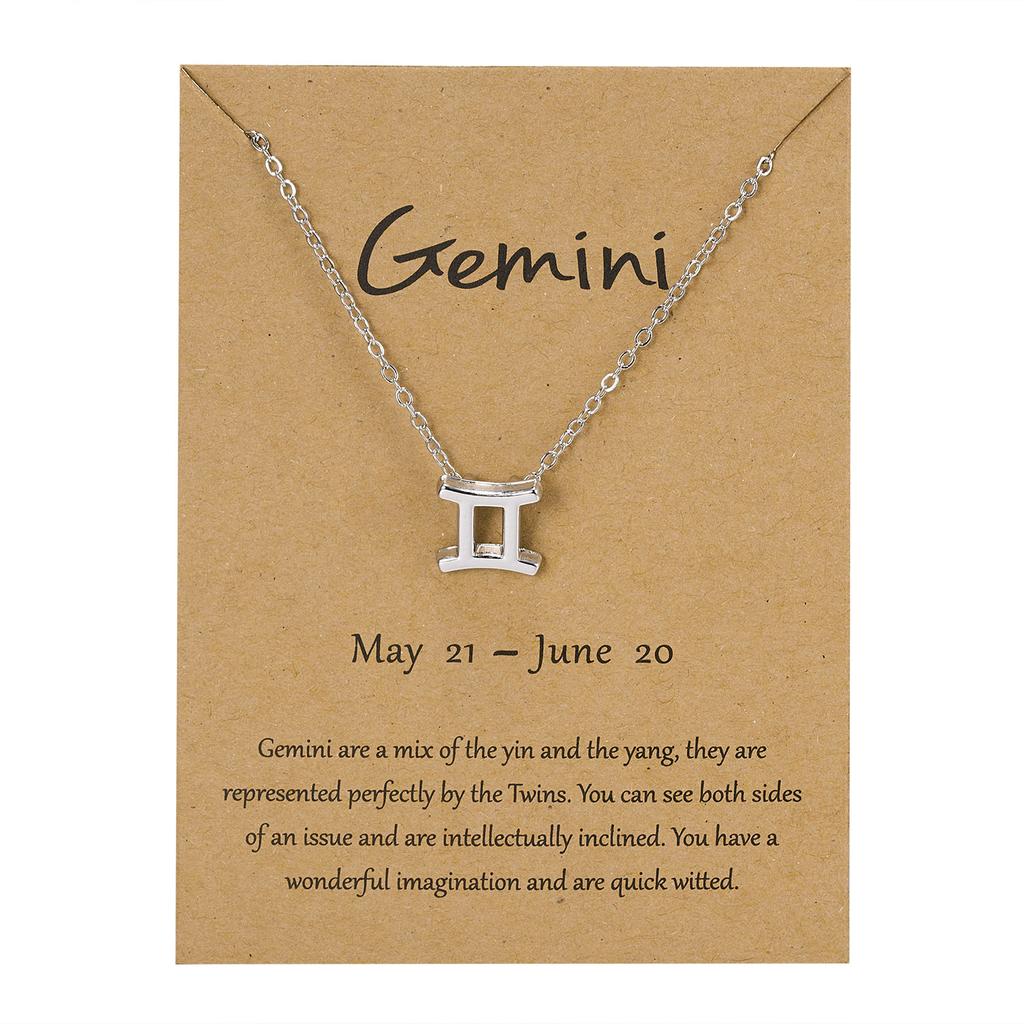 12 Constellation Pendant Necklace Zodiac Sign Jewelry Choker Necklace Charm Necklace Birthday Gifts Message Wish Card for Women