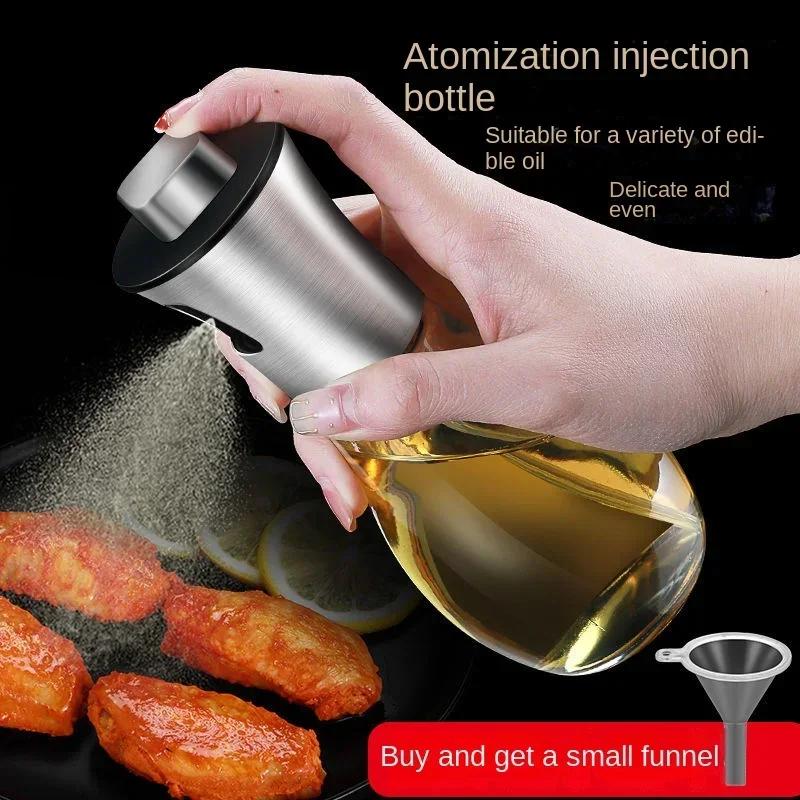 304 Stainless Steel Oil Cooking Kitchen Press Spray Glass Bottle for Restaurant Bottle Perfect for Healthy Cooking and Baking