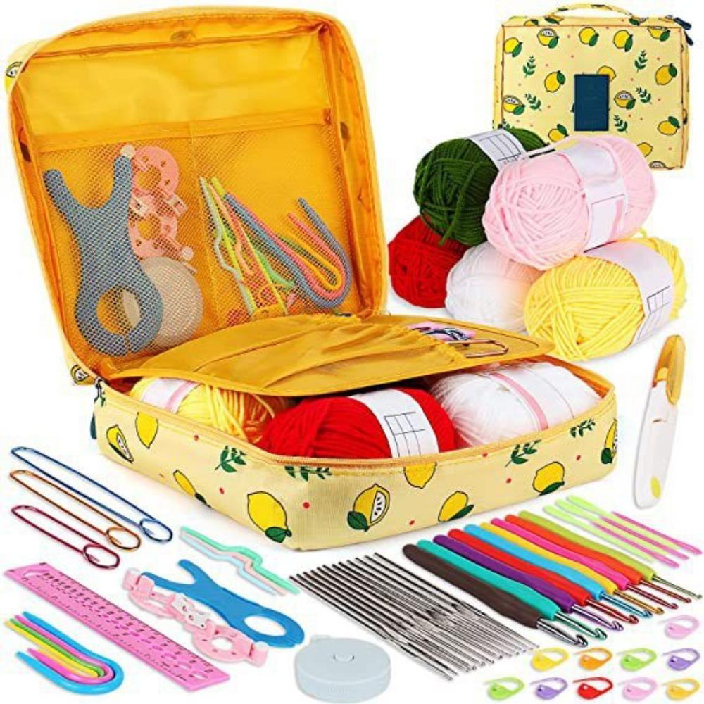 58-piece Crochet Set DIY Novice Crochet Complete Material Pack Portable Knitting Tools