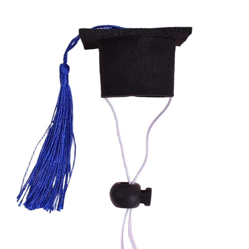 Nonwoven Graduation Hat for Small Companion Animals, Mini Hanging Accent with Sliding Stretch Tie Design for Photos