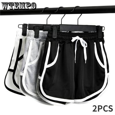 2PCS Three-quarter Trousers with Pockets Sexy Short Pants Sports Shorts Yoga Home Loose Ins Tide Female Summer Running High Waist