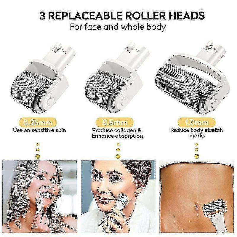 Electric Led Light Therapy Microneedle Derma Roller Skin Care Device-white