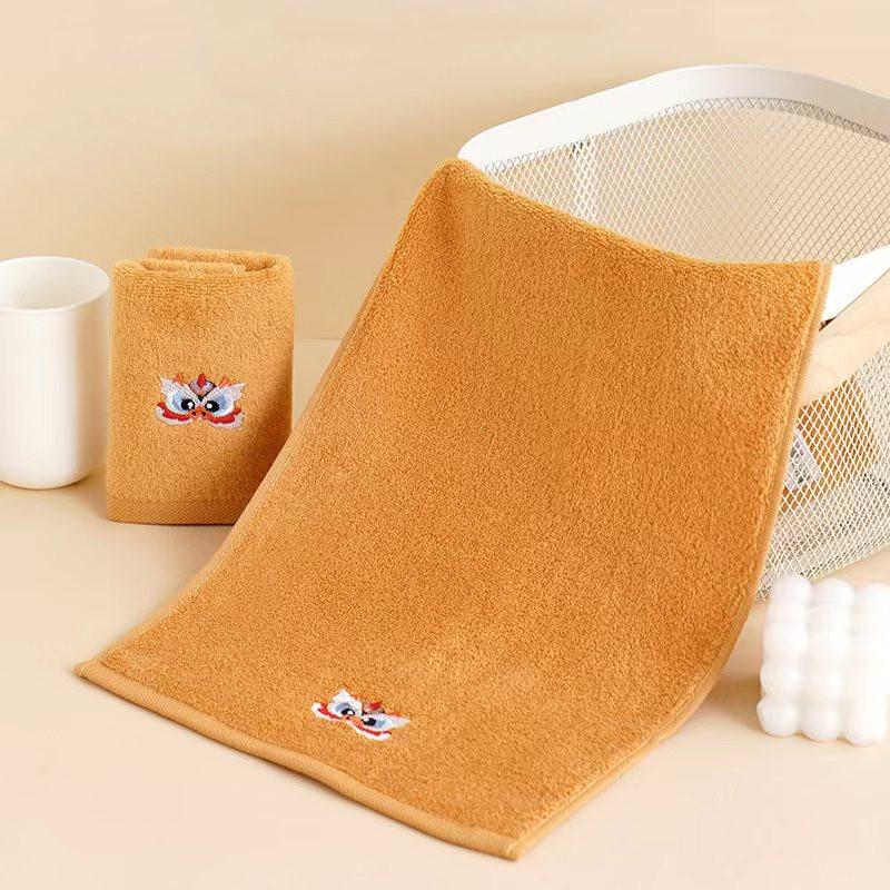 

2026 Chinese New Year Years 25x50cm Solid Color Cotton Cartoon Embroidered Children Hand Towel 25x50cm жовтий