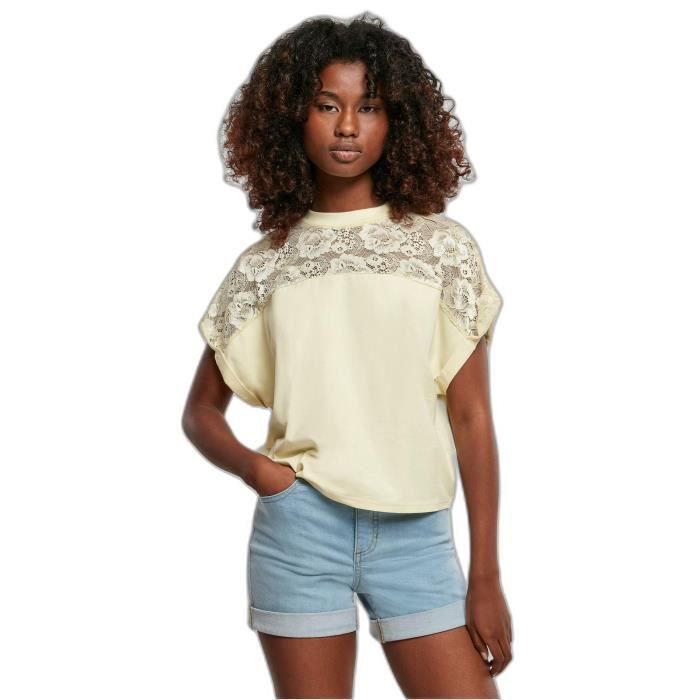 T-shirt court en dentelle femme Urban Classics Oversized GT - jaune - 5XL