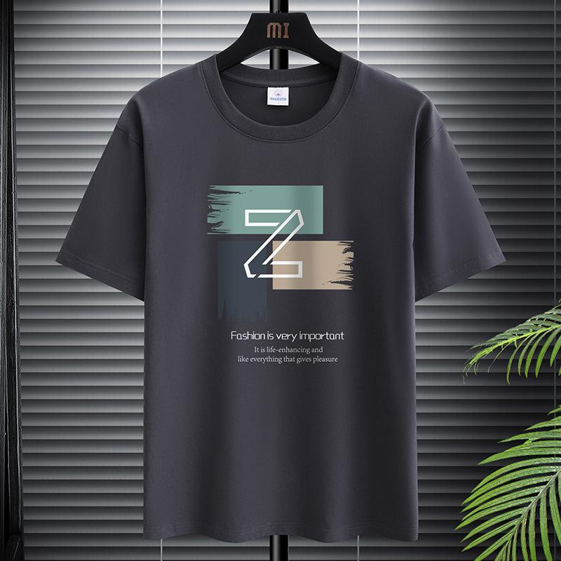 Simple Graphic Tshirt for Men Plus Size Round Neck Tee Shirts Pure Cotton Harajuku Tops Male Clothing Summer New Short Sleeve