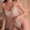 One Piece Transparent Lace Sling Pajamas Sexy Lingerie For Women Porn Bodysuit Deep V Crotchless Teddy Baby Doll Erotic Costumes