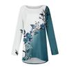 Women's T-shirt Flower Fashion Casual Print Long-sleeved Round Neck Mid-length Top