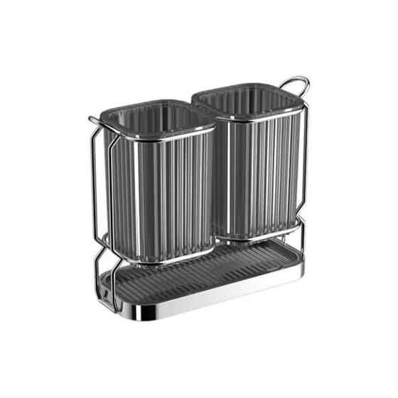Frenflu Utensil Holder, Cutlery Stand for Countertop or Wall Mount, Floating Storage, Plastic Kitchen Organizer, Space-Saving, Convenient, for