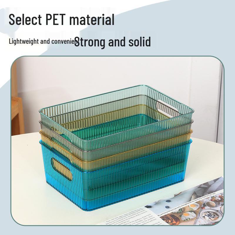 Transparent PET Storage Box for Refrigerator & Desktop Organizing: Ideal for Stationery, Books, Cosmetics, and More.