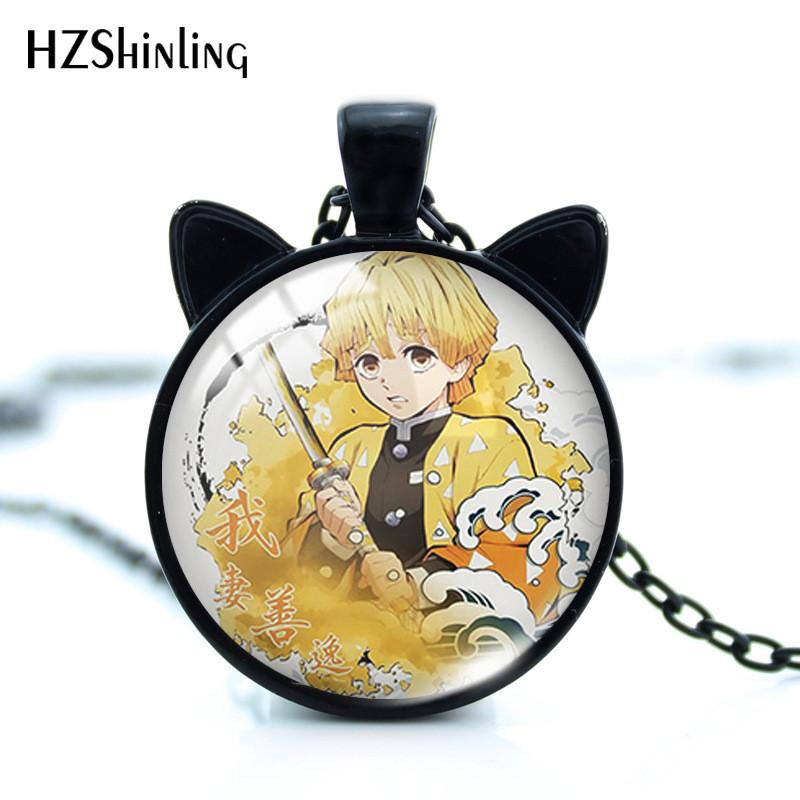 Unique Alloy Cat Ears Time Gem Necklace Featuring Nezuko And Tanjiro Design