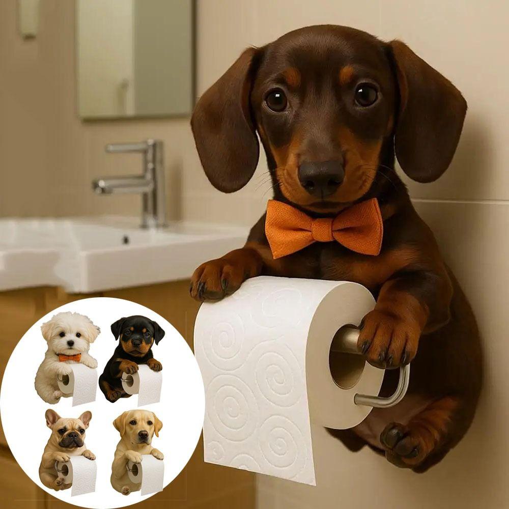 Resin Dog Toilet Paper Holder 3D Dog Shape Hanging Paper Towel Stand  Bathroom