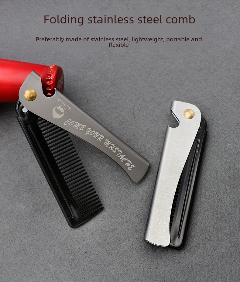 Tragbarer Retro-Klappkamm aus Edelstahl für Herren zum Friseur