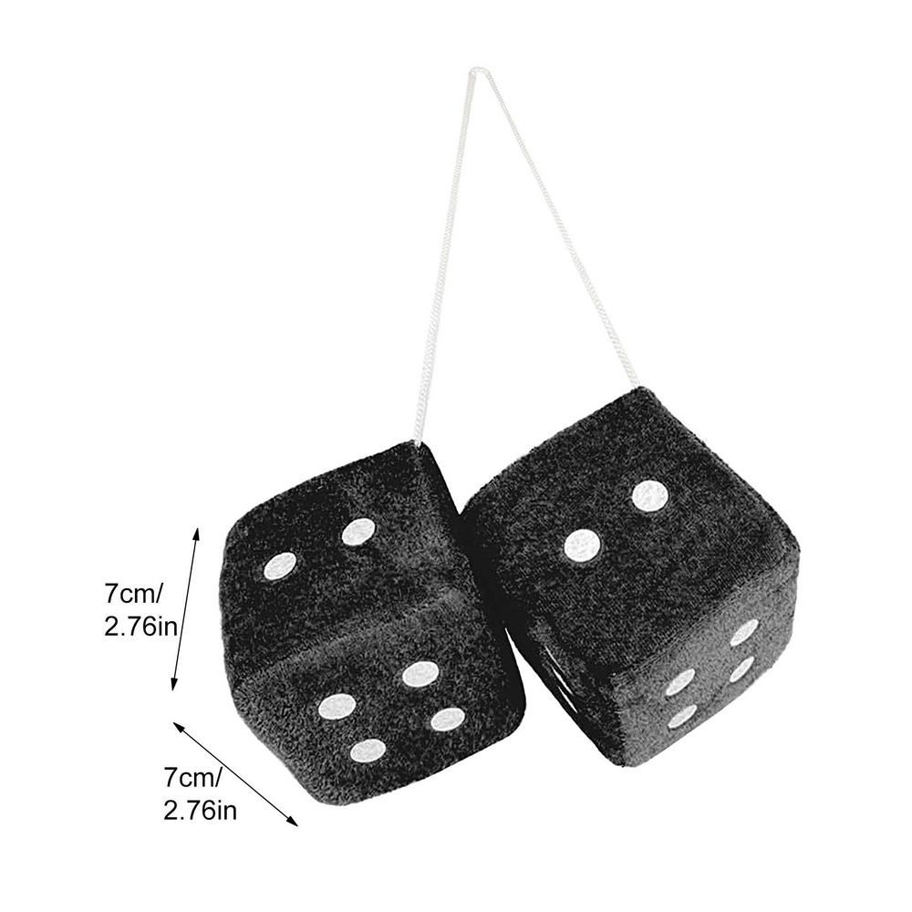 Car Hangable Decoration Fuzzy Dice Auto Rear Mirror Plush Dice Soft Car Charm Interior Ornament Small Decorative for SUV Vehicle