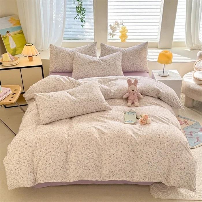 

Floral Style Duvet Cover Sets Single/Queen/King Soft Washed Cotton Bed Cover Sets 240x220 Bedding Sets 150x200cm 1pcs