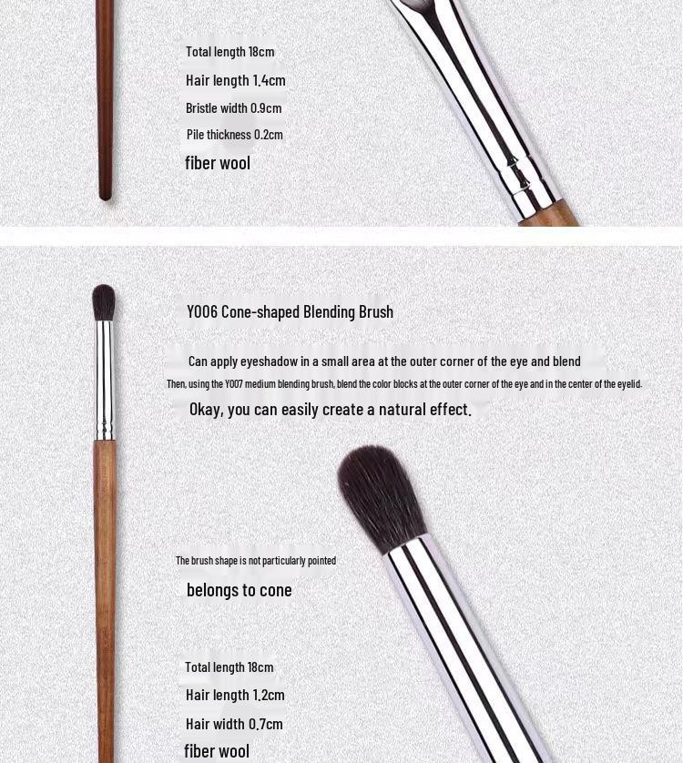 Tapered Wool Animal Hair Makeup Brush for Eyeshadow, Blending, Concealer, and Lip & Brow Application.