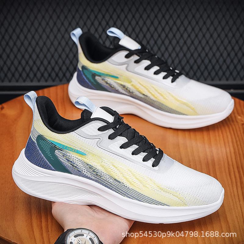 Men's shoes breathable middle school student fly-woven platform casual sports shoes men's summer net shoes versatile platform youth running shoes