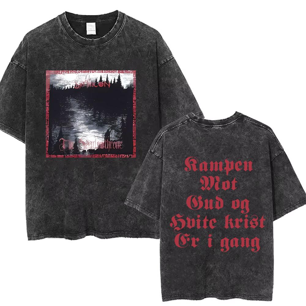Washed Vintage Satyricon Shadowthrone Graphic Tshirt Mayhem T Shirt Darkthrone Tshirt Men Women Death Black Metal Rock Tshirts S разноцветный
