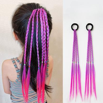 1pc Gradiente Colorido Trança Cabelo Sintético Rabo de Cavalo Corda Gravata Menina Princesa Cor Cauda Peruca Acessórios de Estilo Infantil Trança