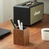 Muso Wood Wooden Pen Holder, Desk Stationery Storage, Square Pencil Holder, Stylish and Simple Design (Walnut)