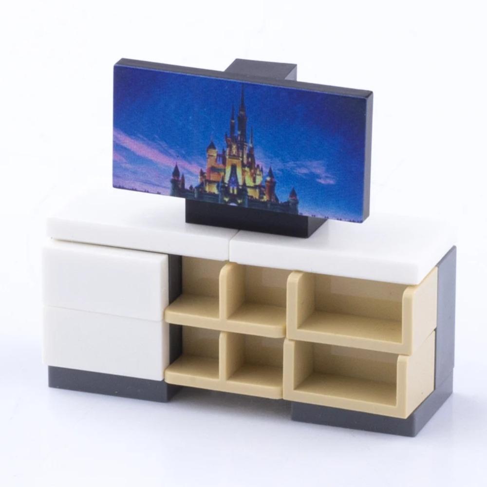 MOC Město Dům Stavebnice Kuchyně Kancelář Ložnice Piano Postel Pohovka Lednice Lampa Knihovna Akvárium Sada Kostek Hračky