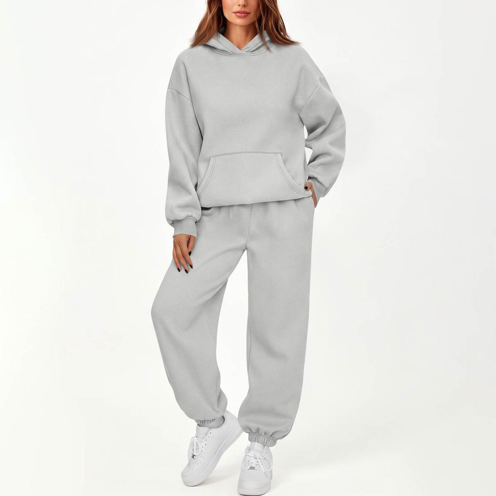 Casual Tweestuk Trainingspak voor Dames met Hoodie en Losse Broek voor Herfst Winter