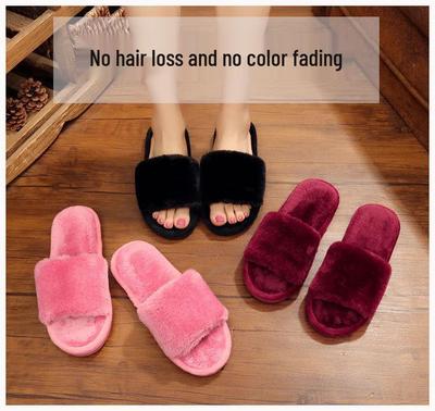 Women's Autumn Plush Fur Slippers - Large Size, Indoor Cozy Cotton Comfort