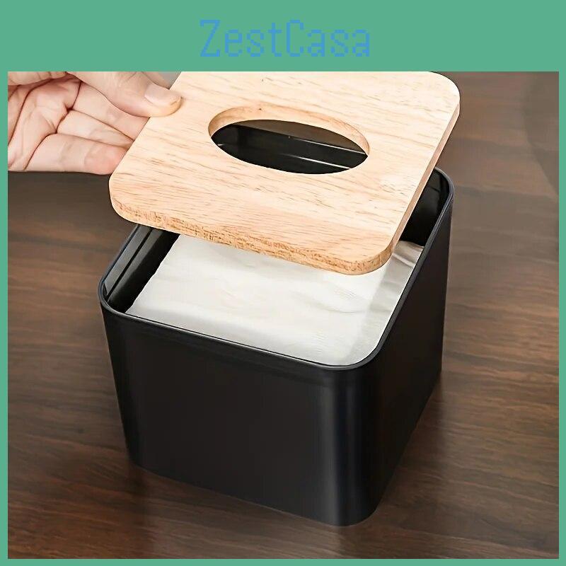 Box Style 1pc2pcsnordic Tissue Plastic With Wooden Cover Paper Box For Restaurants And Rooms Tissue Storage