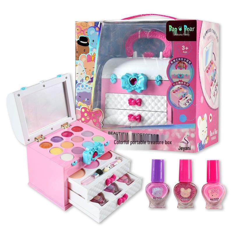 Jieyani Princess Makeup Set for Kids - Pretend Play Kit with Lipstick and Nail Polish