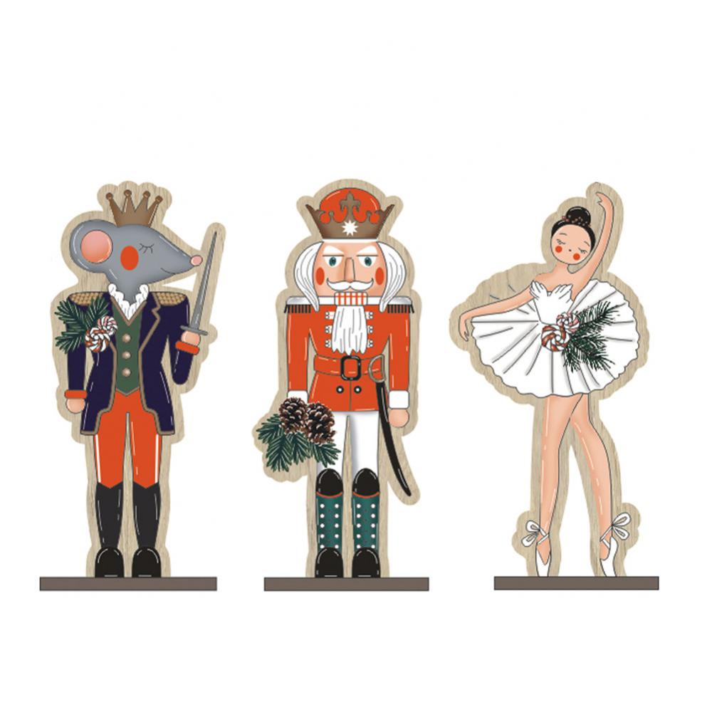 Christmas Wooden Ornaments Home Nutcracker Mouse King Holiday Decorations Shopping Mall Window Crafts Ornaments