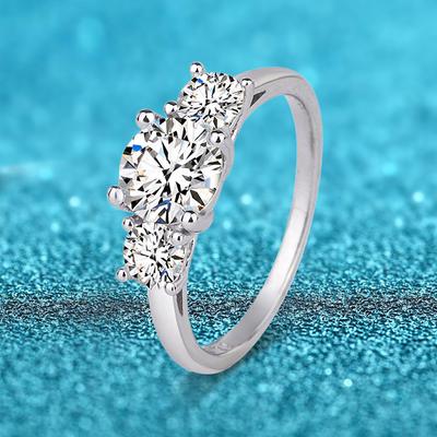 D barva 1,0 CT 6,5 mm zásnubní a svatební moissanitový prsten pro ženy Dvojitý prsten Halo 925 postříbřený 18K diamantový pásek vytvořený laboratoří