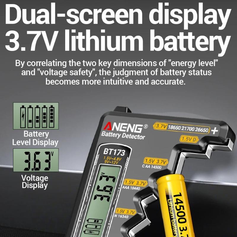 2026 Universal Battery Tester ANENG BT173 Battery Detector Test C D AA AAA N 9V Cell Button Meter Visual Display High Precision Testing Tester Tools