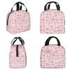 Various Pink Colorful Bow Tie Insulated Lunch Bag for Women Office Cooler Thermal Food Box Tote Portable Lunch Boxes Container