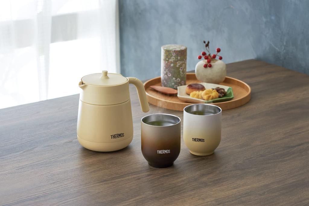 Thermos Vacuum Insulated Teapot with Strainer 450ml Beige BE TTE-450