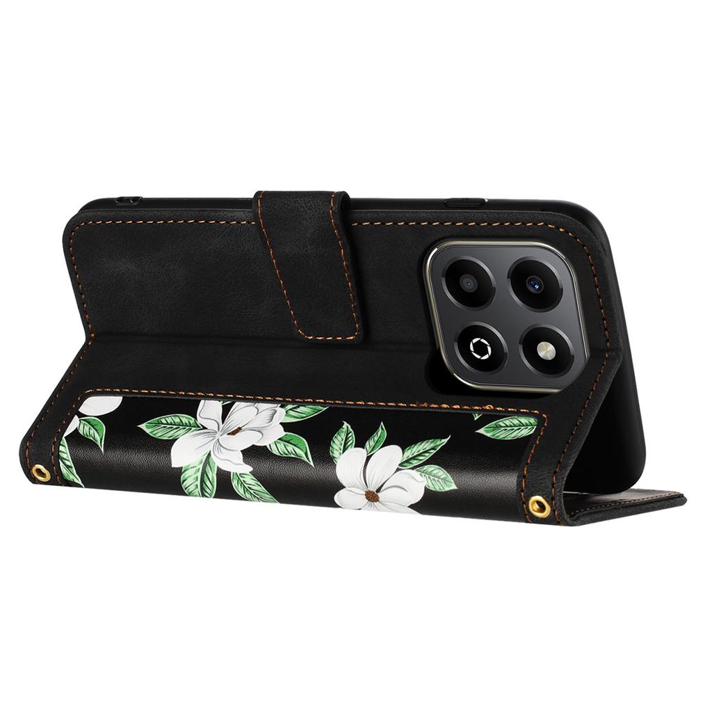 For Honor X6b 4G Case PU Leather Floral Phone Cover with Card Slots