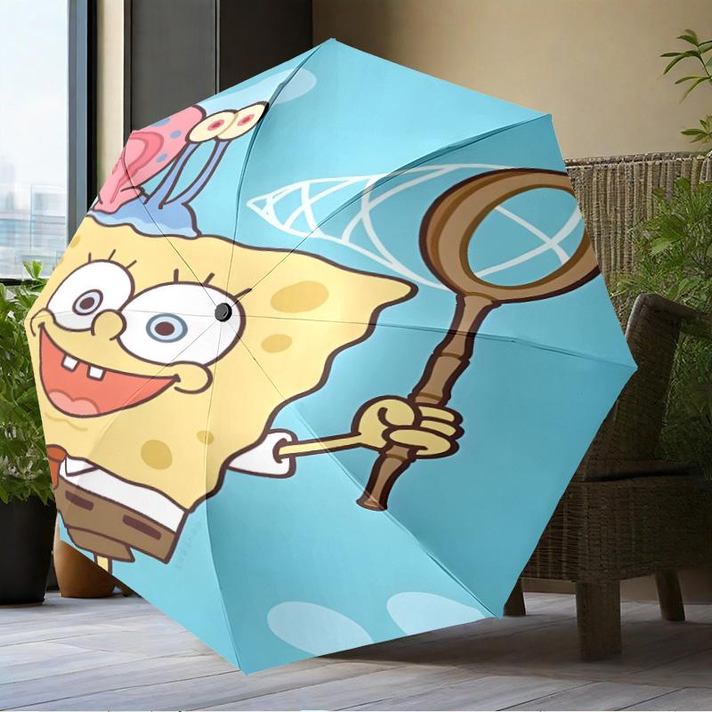 Sponge Expressions Pattern Umbrella Folding umbrella, automatic umbrella 8-Frame for Travel, camping Use Gift for Halloween Christmas