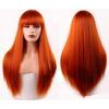 MISS WIG Women Long Straight Wig with Blunt Bangs Fashion Long Straight Synthetic Fiber Wigs for Women