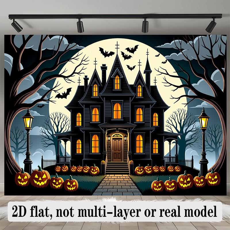 Party Backdrop Halloween Flat Banners Spooky Scary House Celebrations Wedding Enthusiasts Photo Booth Decor Front Door Decor