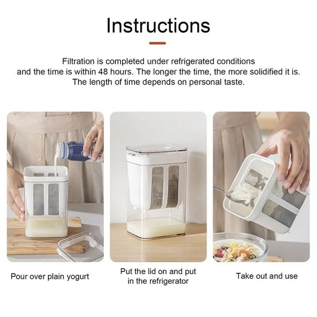 1 Stück Griechischer Joghurt-Sieb 1100 ML Feines Netz Joghurt-Filter mit Klarem Deckel Kompakter Käse Joghurt Molke-Separator Lebensmittelqualität Joghurt