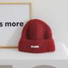 Japanese Simple Letter Pattern Labeling Knitted Hat for Women In Autumn and Winter New Warm and Thickened Cold Hat Showing A Small Face