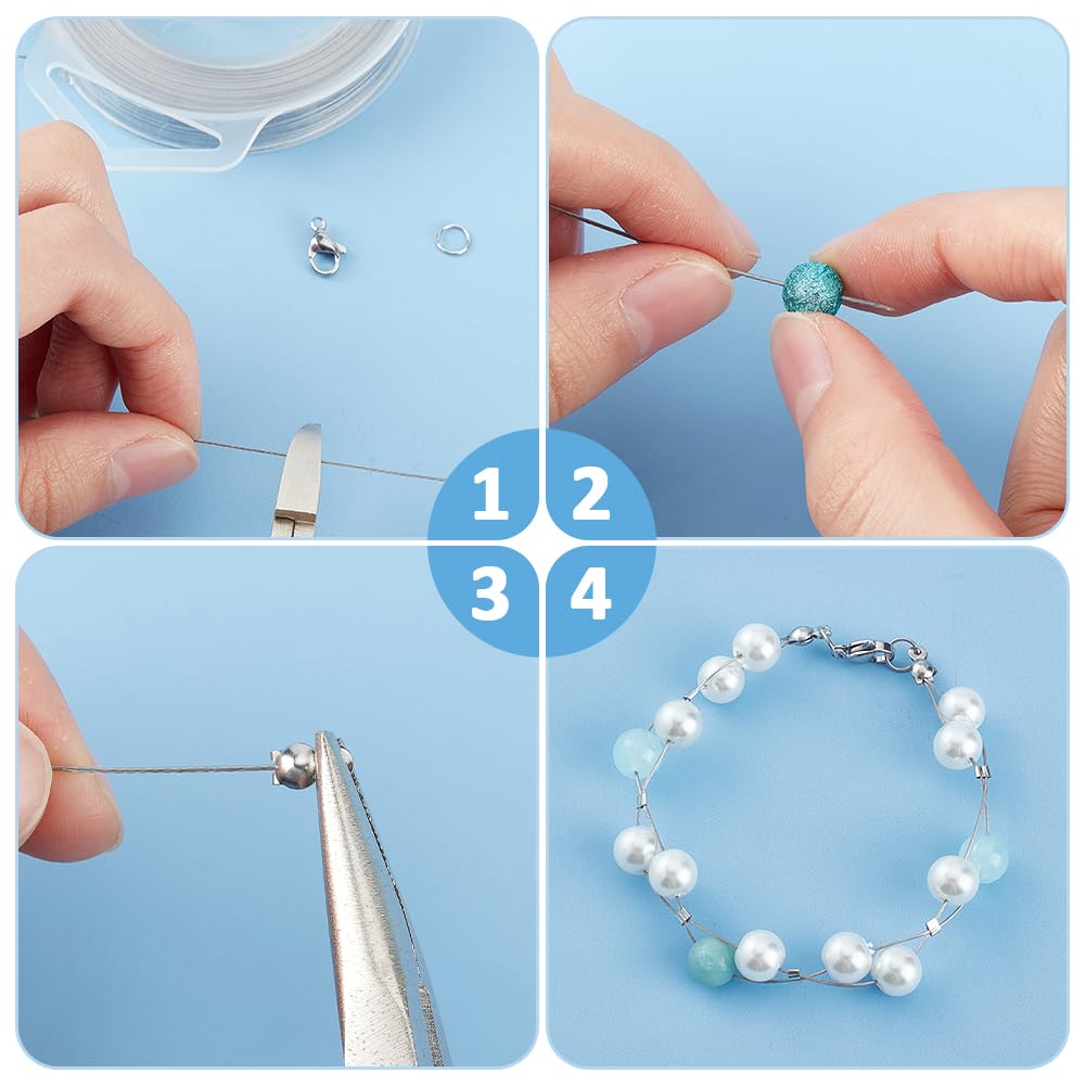 BENECREAT Stainless Steel Beading Jewelry Making Stainless Steel Craft Beading Accessory Wire 40m/Roll Wire, 7-Strand, Kit, Approx. 0.6mm Thick, Wire,