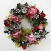 Artificial Vintage Peony Wreath Candlestick for Christmas and Halloween Decorative Flowers