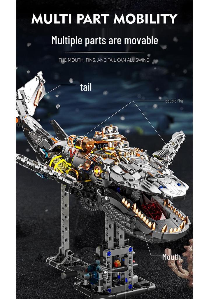 MeiJi 13059 Tier-Modellbausteine: Mechanisches Wal, Hai, Dinosaurier, Papagei, Gottesanbeterin Steckbausatz Spielzeug