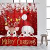 Pink Christmas Shower Curtains Cute Santa Claus Elk Bells Xmas Tree Gold Snowflake New Year Bathroom Curtain Decor with Hooks