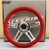 Modified Tuning Steering Wheel Flat Corn Round Shape PCD 70MM Universal Long Spoke JDM 14Inch Drift Car Steering Wheel