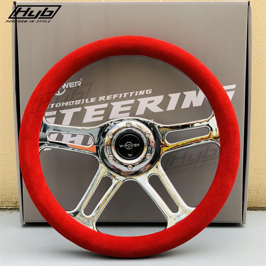 Modified Tuning Steering Wheel Flat Corn Round Shape PCD 70MM Universal Long Spoke JDM 14Inch Drift Car Steering Wheel