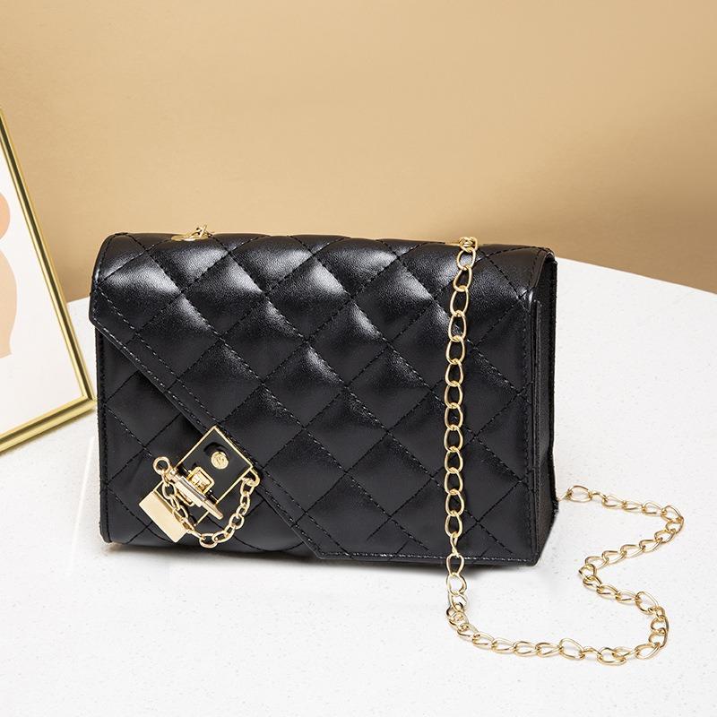 Trend Fashion Embroidery Rhombus Chain Small Square Bag New Lock Mobile Phone Makeup Women's Bag