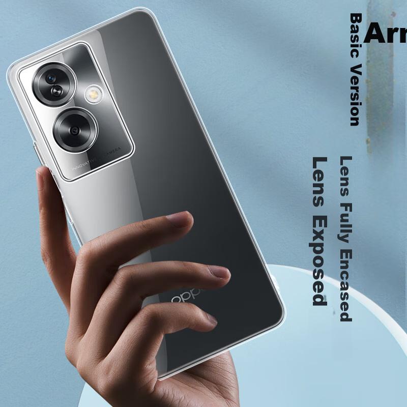 Freeson Phone Case for OPPO A2, Slim Full Coverage Shockproof Clear TPU Soft (With Ring Holder And Lanyard), Transparent