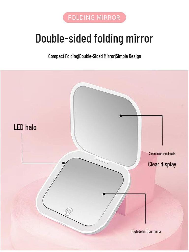 Portable LED Lighted Makeup Mirror - Travel-Friendly, Handheld, Folding Beauty Mirror for Touch-Ups