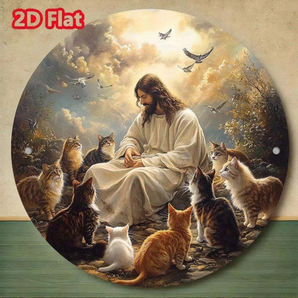 3D Tinplate Cross Religious Wall Art, Devotional Metal Decor, Flat 2D Picture Home Gift